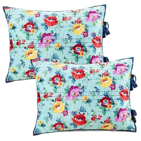 Set of 2 The Pioneer Woman Heritage Floral Quilted King Size Pillow Shams - Picture 1 of 2